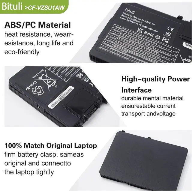 Alt view image 3 of 6 - CF-VZSU1AW CF-33 Battery Replacement for Panasonic Toughbook CF-33 CF-33AEHFATG CF-33AEHFZTG CF-33AEHFZTN CF-33AEHGATG CF-33AEQGATG CF-33LEHFAT3 CF-33LEHGAT3 CF-33LEQGAT3 Series 22Wh