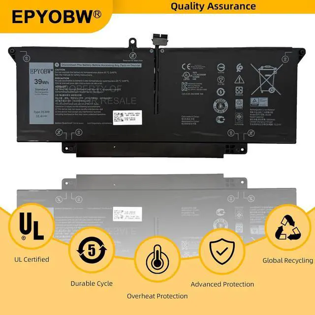 Alt view image 6 of 7 - 35J09 Laptop Battery 39Wh JHT2H Y7HR3 4V5X2 HRGYV WY9MP