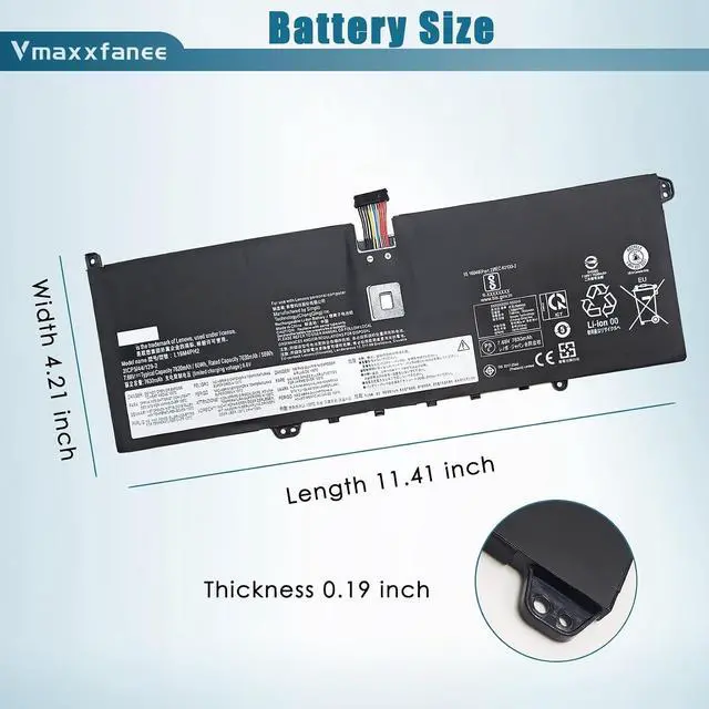 Alt view image 6 of 7 - 7.68V 60Wh Lenovo L19M4PH2 L19C4PH2 Battery Replacement for Lenovo Yoga 9-14ITL5 Yoga 9i (14inch) 2-in-1 Series 5B10Z33896 5B10Z33895 7630mAh