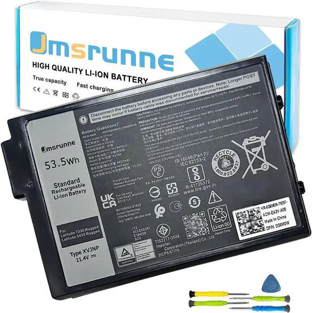 Main image of XVJNP Laptop Battery Replacement for Dell Latitude 7330 5430 Rugged Extreme P149G P149G001 P148G P148G001 06JRCP 6JRCP 06JRCP 0M0TN3 M0TN3 KD1CT 451-BCWQ 53.5Wh 11.4V