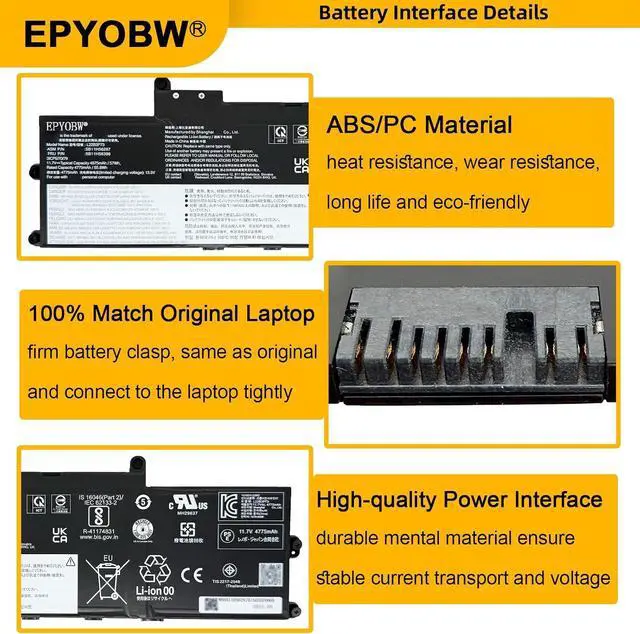 Alt view image 5 of 7 - L22B3P73 Laptop Battery 57Wh 3-Cell L22C3P76 L22D3P77 L22M3P77