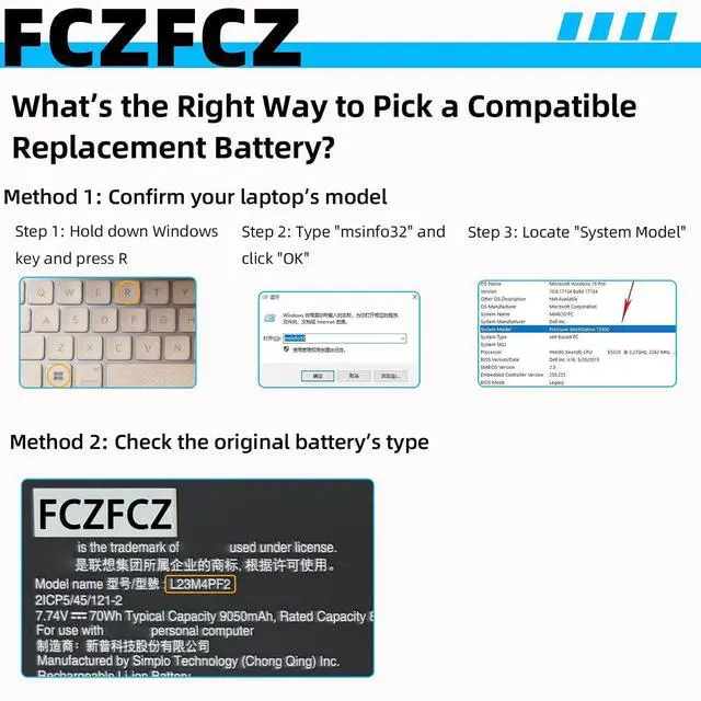 Alt view image 2 of 7 - L23M4PF2 Battery 70Wh 9050mAh SB11N42050 5B11N42049 7.74V 4-Cell