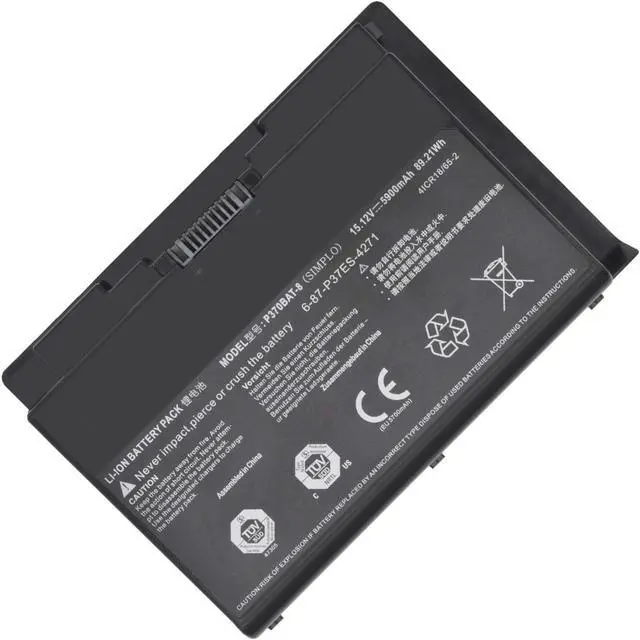 Alt view image 2 of 6 - P370BAT-8 6-87-P37ES-427 6-87-P37ES-4271 Laptop Battery for Clevo P370EM P370SM P370SM3 P370EM3 P370SM-A P375SM P377SM-A P751ZM Series for Sager NP9380 NP9380-S NP9390 (15.12V 5900mAh 89.21Wh)