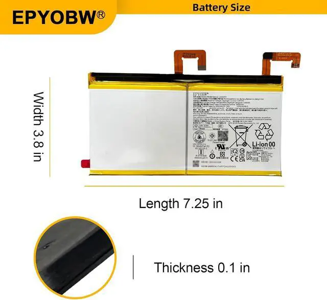 Alt view image 7 of 7 - L22D2P31 Tablet Battery 31.7Wh 8200mAh 3.87V