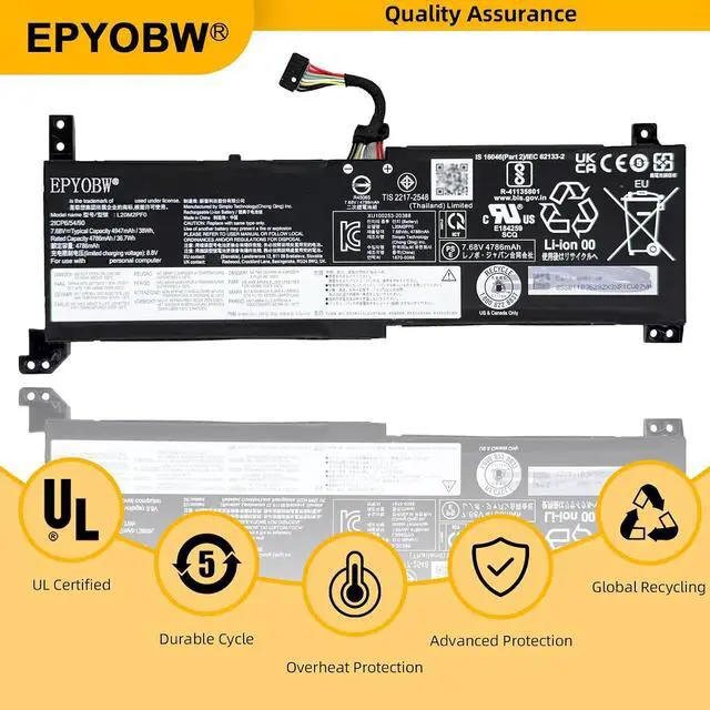 Alt view image 6 of 7 - L20M2PF0 Laptop Battery 38Wh Compatible with Lenovo V14 G2 ALC G3 ABA G4 IAH / V15 G2 IJL G3 IAP G4 IAH/IdeaPad 3-14ABA7 3-15ABA7 3-17ABA7 Series L20C2PF0 L20M2PF8