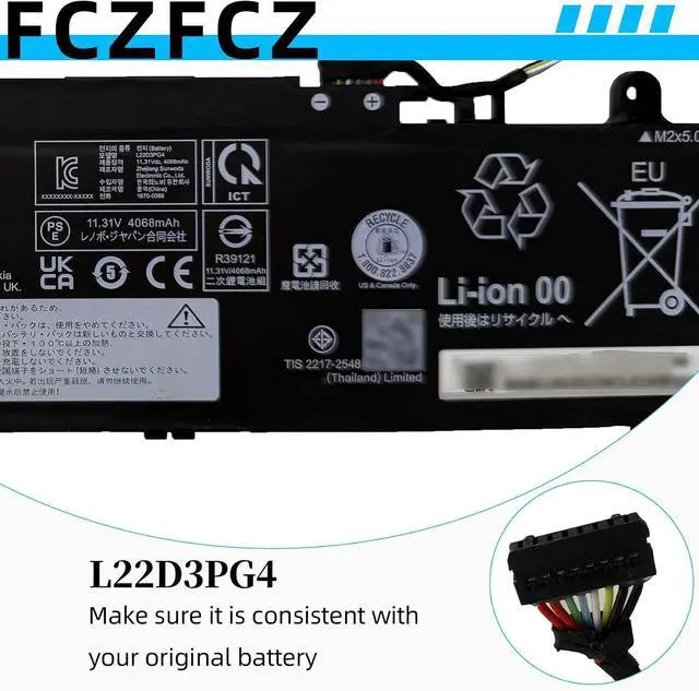 Alt view image 5 of 7 - L22D3PG4 Battery 47Wh Replacement for Lenovo ThinkPad E14 Gen 5 Gen 6 / E16 Gen 1 Gen 2 Series 5B11K63020 5B11N46005 L22B3PG4 L22D3PG4 L22M3PG4 L22L3PG5 L22B3PG5 L22D3PG5 L22M3PG5 11.31V 3-cell
