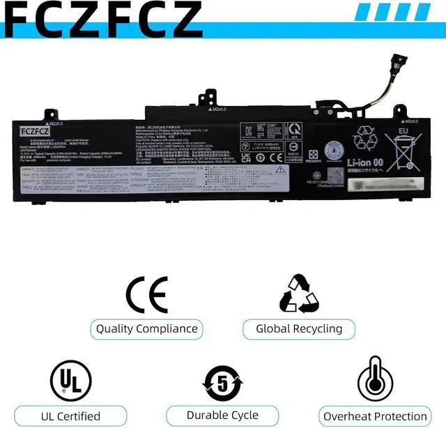 Alt view image 6 of 7 - L22D3PG4 Battery 47Wh Replacement for Lenovo ThinkPad E14 Gen 5 Gen 6 / E16 Gen 1 Gen 2 Series 5B11K63020 5B11N46005 L22B3PG4 L22D3PG4 L22M3PG4 L22L3PG5 L22B3PG5 L22D3PG5 L22M3PG5 11.31V 3-cell