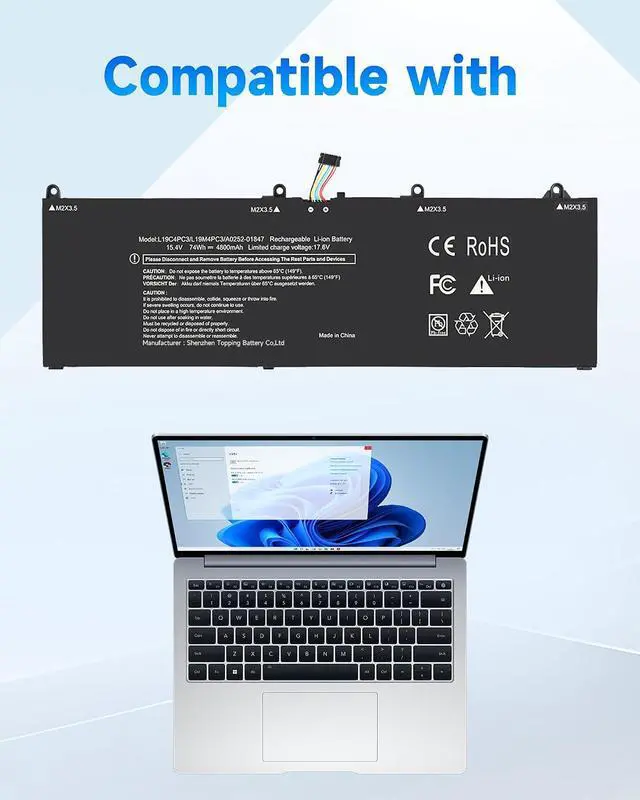 Alt view image 3 of 4 - L19C4PC3 Replacement Battery for Lenovo Legion S7-15IMH5 82BC Legion S7-15ARH5 82HM Series SB10Z49582 SB10Z49580 5B10Z49583 5B10Z49581 L19M4PC3 Laptop