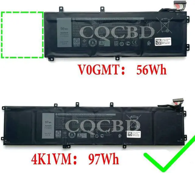 Alt view image 3 of 7 - 4K1VM 97Wh Battery for Dell G7 17 7700 Series V0GMT W62W6 0W62W6 XYCW0 0XYCW0 9TM7D 09TM7D NYD3W 0NYD3W NCC3D 0NCC3D Notebook (11.4V 97Wh/8070mAh 6-Cell)