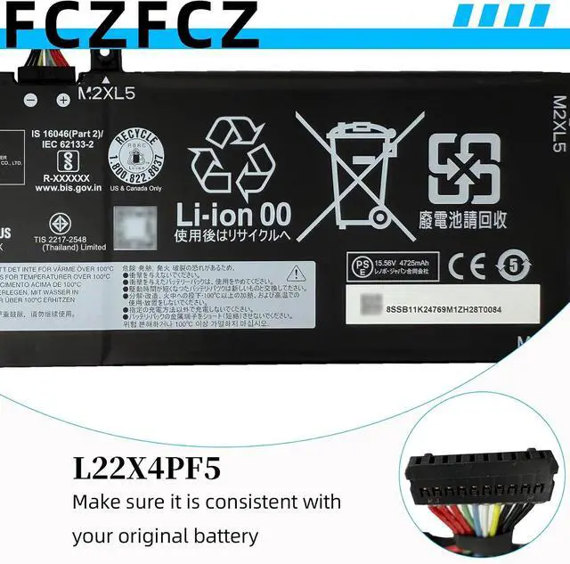 Alt view image 4 of 6 - L22X4PF5 Battery 75Wh Replacement for Lenovo Slim Pro 9-16IRP8 / IdeaPad Pro 5-16IRH8 5-16APH8 5-16ARP8 Series SB11N45319 SB11K24769 L22M4PF5 SB11N45313 L22D4PF5 L22B4PF5 15.56V