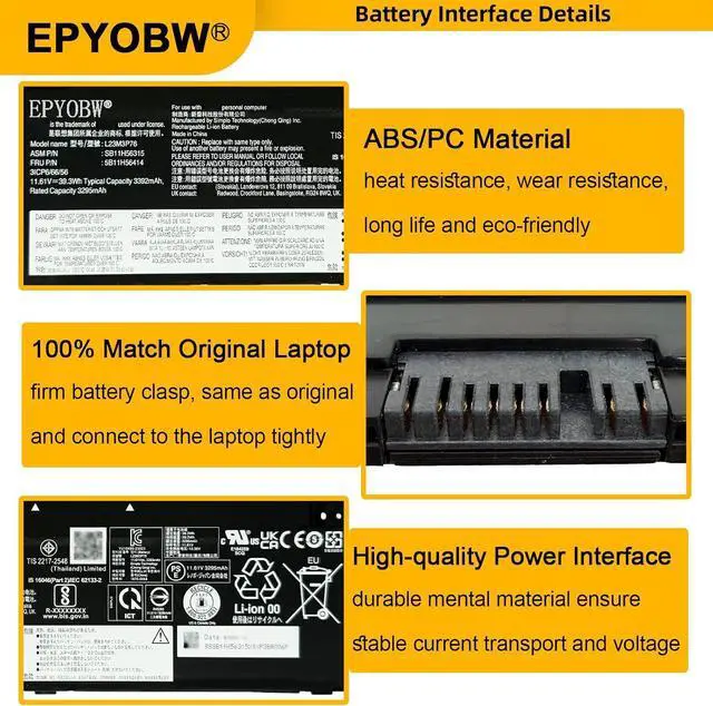 Alt view image 5 of 7 - L23M3P76 Laptop Battery 39.3Wh 3392mAh 11.61V