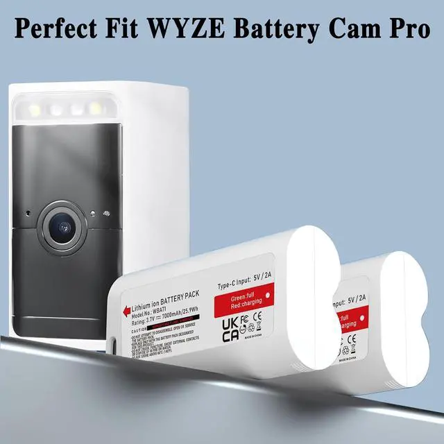 Alt view image 5 of 7 - HBFVG WBAT1 Removable Battery Replacement for WYZE Cam Pro 2K and Duo Cam Doorbell Outdoor/Indoor Camera Series (3.7V 25.9Wh)