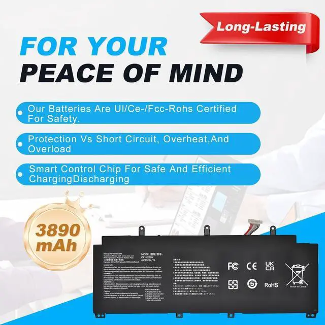 Alt view image 4 of 7 - 62Wh C41N2009 Laptop Battery Replacement for Asus ROG Flow X13 GV301 GV301QC GV301QE GV301QH GV301RA GV301RC GV301RE PV301 PV301QH GV301QC-K5020 GV301QH-K6069T GV301QE-K6022T PV301QH-K6210R