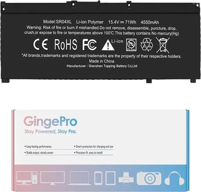 Main image of SR04XL Replacement Battery for HP Omen 15-CE0XX 15-DC0XX Series Pavilion Gaming 15-cx000 15-cx1000 TPN-C133 TPN-C134 TPN-C142 TPN-Q193 Laptop