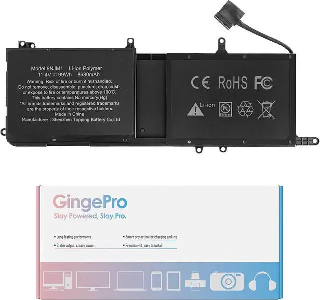 Main image of 9NJM1 Replacement Battery for Dell Alienware 15 R3 R4 17 R4 R5 P31E P31E001 P31E002 P69F P69F001 P69F002 ALW17C-D1738 D1748 D1758 D1848 D2738 44T2R 01D82 546FF 0546FF HF250 0HF250 MG2YH 0MG2YH