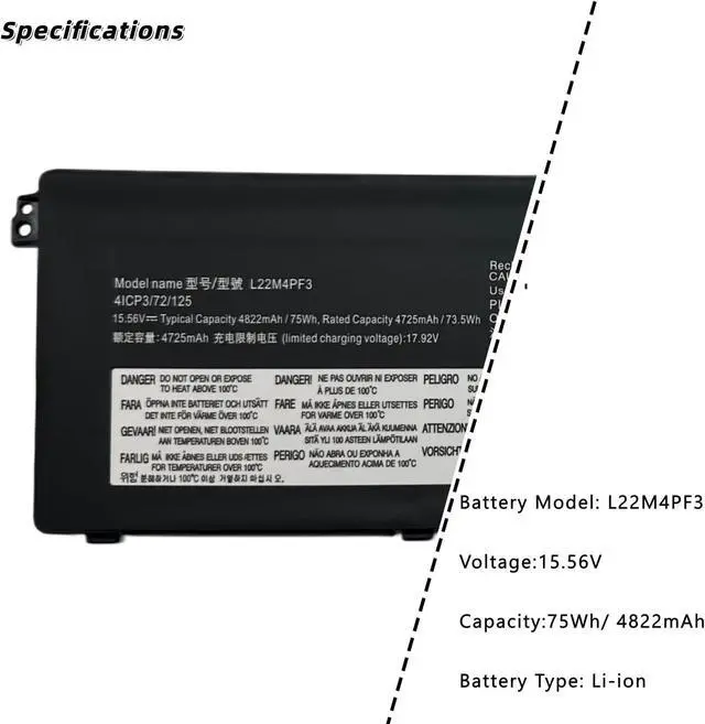 Alt view image 3 of 4 - L22M4PF3 New Laptop Battery Replacement for Lenovo IdeaPad Pro 5-14IRH8 5-14APH8 5-14ARP8 Series L22D4PF3 5B11K24761 L22X4PF3 5B11K24755 L22B4PF3 SB11K24770 SB11K24771 SB11N45317