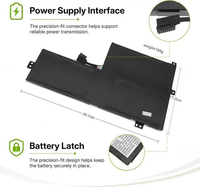 Alt view image 4 of 6 - Tanch L22C3PG0 Laptop Battery for Lenovo 100e/300e Chromebook Gen4 IdeaPad Flex 3 Chrome 12IAN8 Slim 3 Chrome 14M868,L22B3PGO L22D3PGO L22L3PGO L22M3PGO L22X3PGO