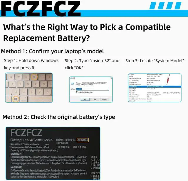 Alt view image 2 of 7 - C41N2009 Battery 62Wh 4007mAh 0B200-03850000 4ICP5/64/75 15.48V