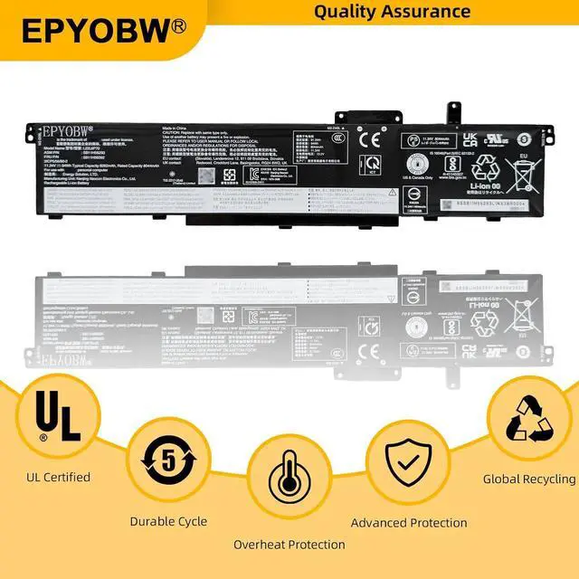Alt view image 6 of 7 - L22L6P70 Laptop Battery 94Wh 8262mAh 6-Cell 11.34V Compatible with Lenovo ThinkPad P16 Gen 1 2 / ThinkPad P14s Gen 5 Series L21L6P70 L22M6P70 L21M6P70