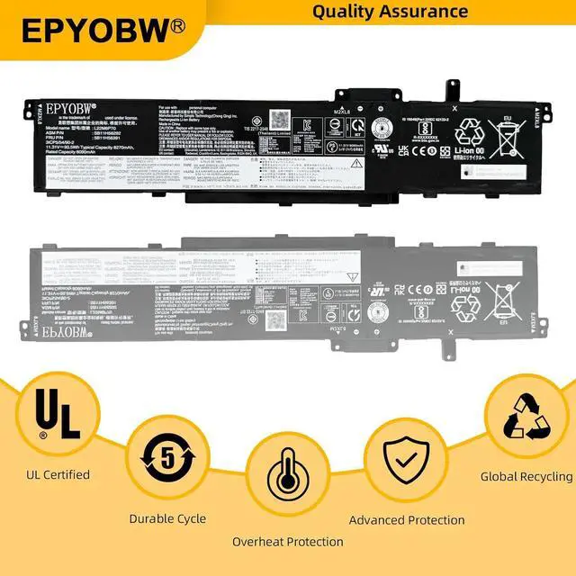 Alt view image 6 of 7 - L22M6P70 Laptop Battery 93.5Wh 8270mAh 6-Cell 11.31V Compatible with Lenovo ThinkPad P16 Gen 1 2 / ThinkPad P14s Gen 5 Series L21L6P70 L22L6P70 L21M6P70