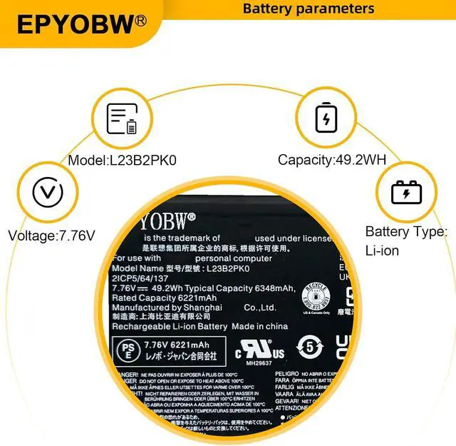 Alt view image 3 of 4 - L23B2PK0 Laptop Battery 49.2Wh 6348mAh 7.76V Compatible with Lenovo Legion Go 8APU1 83E1 Series SB11M36299 5B11M36296 L23M2PK0 SB11M36297 5B11M36298