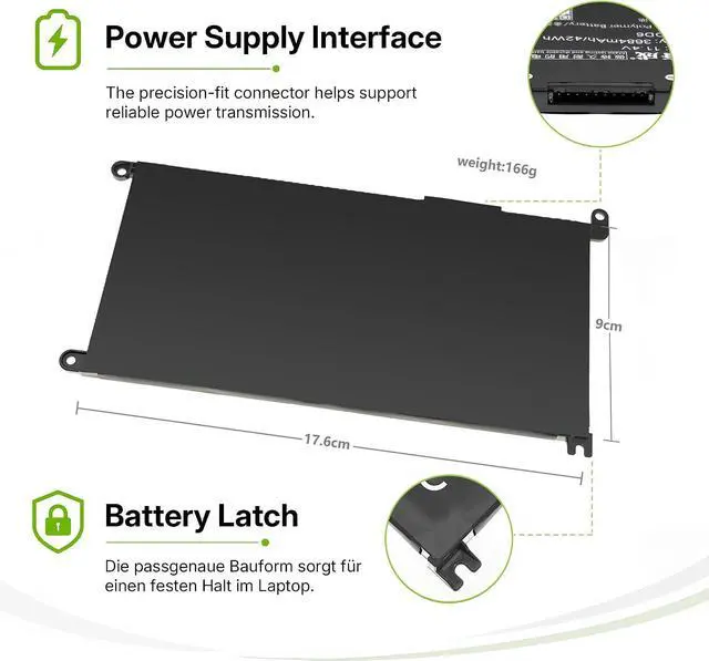Alt view image 4 of 6 - Tanch YRDD6 42Wh Laptop Battery for Dell Inspiron 3501 5485 5488 5491 5493 5590 5591 5593 5598, Vostro 3491 5481, VM732 P93G P75F
