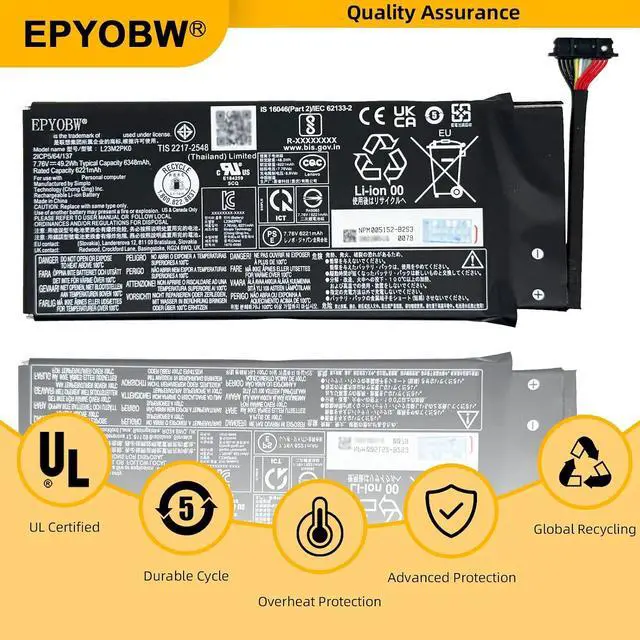 Alt view image 5 of 6 - L23M2PK0 Laptop Battery 49.2Wh 6348mAh 7.76V SB11M36297