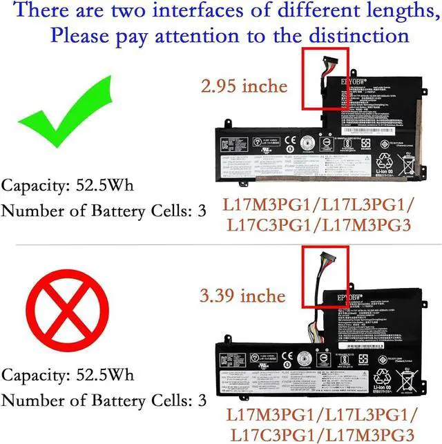 Alt view image 2 of 6 - L17M3PG1 Laptop Battery 52.5Wh L17C3PG1 L17M3PG3 L17L3PG1