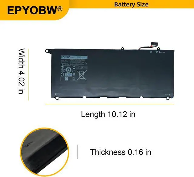 Alt view image 7 of 7 - 90V7W Laptop Battery 56Wh 7435mAh 7.6V Compatible with Dell XPS 13 9343 / XPS 13 9350 13-9350-D1508 13-9350-D1508G / XPS 13D 9343 13D-9343-150 13D-9343-1508 Series 5K9CP DIN02 JD25G
