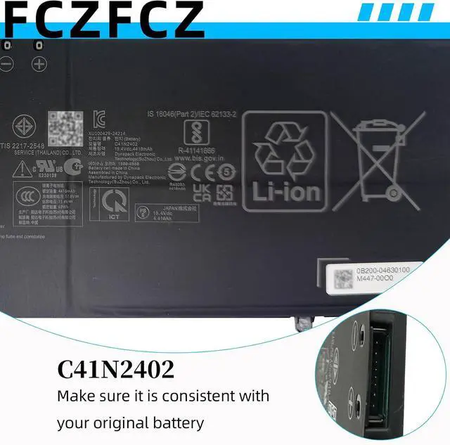 Alt view image 4 of 7 - C41N2402 Battery 70Wh 4545mAh Replacement for Asus M3607HA Vivobook S16 M3607HA M3607KA S3607CA S3607QA S3607VA Vivobook 14/18 M1807HA S14 M3407HA TP3407 TP3407SA Series 0B200-04630100 15.4V