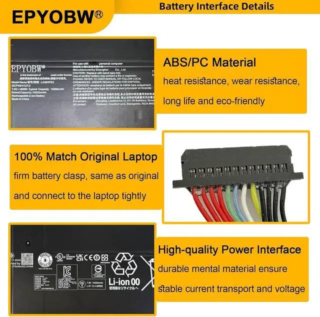 Alt view image 4 of 7 - L24B4PE2 Laptop Battery 80Wh 10260mAh 7.8V Compatible with Lenovo ThinkPad X9-15 Gen 1 Series SB11Q35380 5B11Q35379 SB11Q35382 5B11Q35381