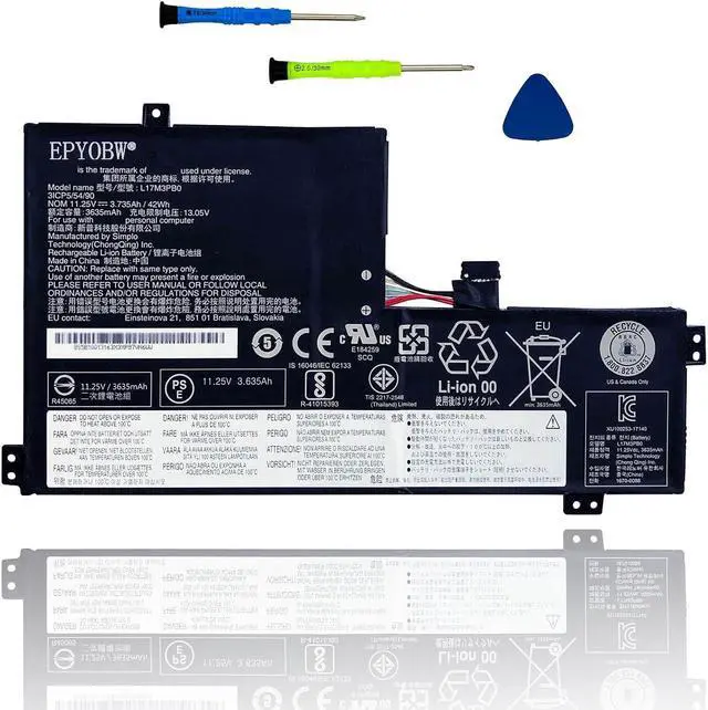 Main image of L17M3PB0(Cable to Right) Laptop Battery 42Wh 3735mAh 11.25V Compatible with Lenovo 100e Chromebook 500e Chromebook Series 5B10Q13163 L17C3PG0 5B10Q38232 L17L3PB0 5B10Q13162
