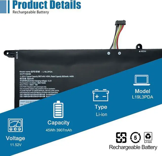 Alt view image 2 of 5 - L19L3PDA L19C3PDA Laptop Battery Replacement for Lenovo ThinkBook 14 G2 ITL are 14 G3 ACL 14 G4 ABA 15 G2 ITL are 15 G3 ACL 15 G4 ABA Series L19D3PDA L19M3PDA 11.52V 45Wh 3907mAh