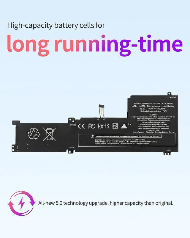 Alt view image 3 of 4 - L19M4PF1 Battery Replacement for Lenovo IdeaPad 5-15IIL05 81YK 5-15ARE05 81YQ 82LN 5-15ITL05 82FG 5-15IAL7 82SF 5-15ABA7 82SG Series SB10W86946 5B10W86940 SB10W86960 5B10W86950 L19C4PF1 Laptop Battery