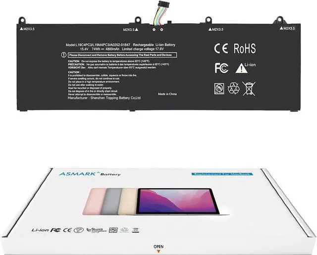Main image of ASMARK L19C4PC3 Battery Replacement for Lenovo Legion S7-15IMH5 82BC Legion S7-15ARH5 82HM Series SB10Z49582 SB10Z49580 5B10Z49583 5B10Z49581 L19M4PC3 Laptop Battery