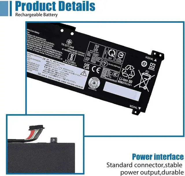 Alt view image 3 of 6 - L23M4PK4 Laptop Battery Replacement for LOQ 15IAX9I 15IAX9 15IRX9 15AHP9 15ARP9 Legion 5 15IRX10 15IAX10 15AKP10 15AHP10 Series L23D4PK4 SB11M64616 5B11M64610 L23B4PK4 15.44V 60Wh 3887mAh
