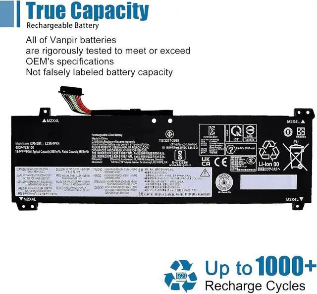 Alt view image 5 of 6 - L23M4PK4 Laptop Battery Replacement for LOQ 15IAX9I 15IAX9 15IRX9 15AHP9 15ARP9 Legion 5 15IRX10 15IAX10 15AKP10 15AHP10 Series L23D4PK4 SB11M64616 5B11M64610 L23B4PK4 15.44V 60Wh 3887mAh