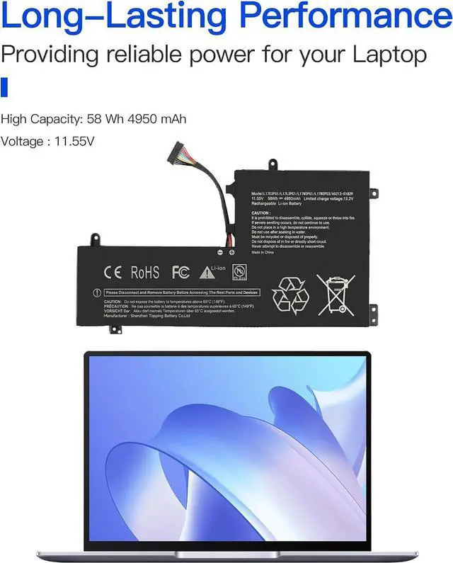 Alt view image 2 of 4 - L17C3PG1 L17L3PG1 L17M3PG1 Laptop Battery for Lenovo Legion Y530-15ICH Y540-15IRH-PG0 Y7000 2019 1050 Y7000-2019-PG0 Y7000P Series L17M3PG2 L17M3PG3