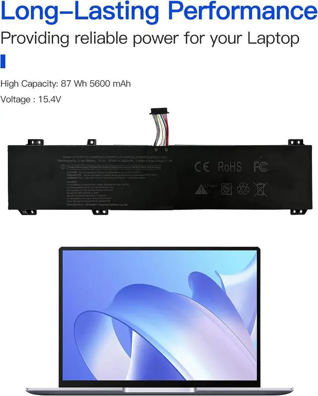 Alt view image 2 of 4 - L21C4PC1 Laptop Battery for Lenovo Legion 5 15ARH7 15ARH7H 15IAH7 15IAH7H 15ACH6 15ACH6A Legion 5 Pro 16 16ARH7 16ARH7H 16IAH7 16IAH7H 16ACH6 16ACH6H 16ITH6 Series L21B4PC0 L21D4PC1 L21M4PC2