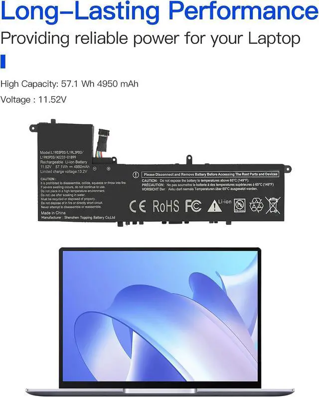 Alt view image 2 of 4 - L19D3PD3 Laptop Battery Replacement for Lenovo Ideapad S540-13ARE S540-13IML S540-13ITL S540-13API Series L19M3PD3 L19L3PD3 5B10W67326 5B10V27760 5B10W67393 5B10V27761 SB10V27762 5B10V27763