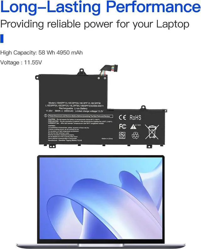 Alt view image 2 of 4 - L19M3PF1 Laptop Battery for Lenovo ThinkBook 14-IML 20RV 14-IIL 20SL 15-IML 20RW 15-IIL 20SM Series L19C3PF0 L19C3PF1 L19C3PF9 L19D3PF0 L19D3PF2 L19L3PF8 L19M3PF0 L19L3PF1 L19M3PF9 L19D3PF1