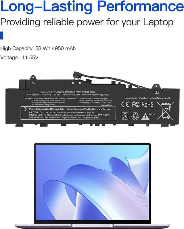 Alt view image 2 of 4 - L19L3PF7 Laptop Battery Replacement for Lenovo IdeaPad 5-14IIL05 5-14ARE05 5-14ITL05 5-14ALC05 5-14ABA7 5-14IAL7 Series L19C3PF3 L19M3PF3 L19M3PF4 5B10W86936 5B10W86939 5B10W86957