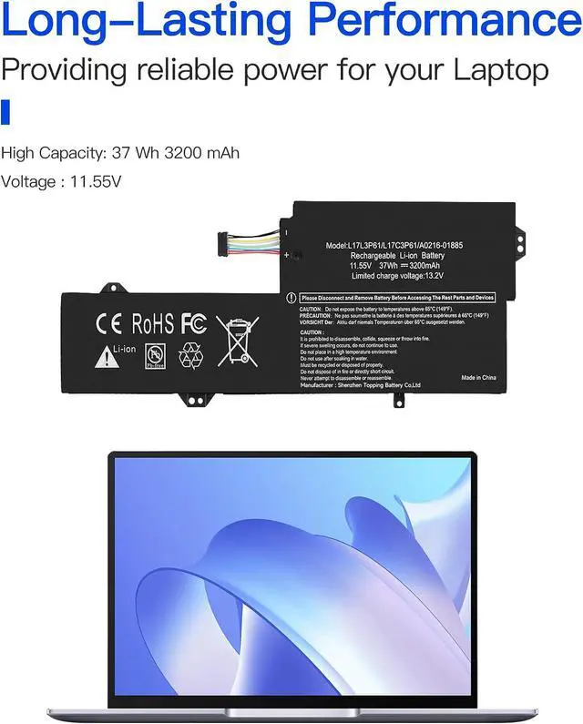 Alt view image 2 of 4 - L17L3P61 Laptop Battery for Lenovo IdeaPad 320S-13IKB Yoga 320-11 330-11IGM 520-12 720-12IKB Flex 6-11IGM Xiaoxin 7000-13 Series 5B10N87357 5B10N87358 5B10N87359 L17M3P61 L17C3P61