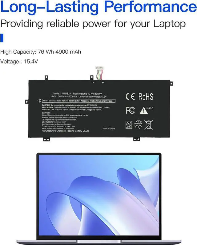 Alt view image 2 of 4 - C41N1825 Laptop Battery Replacement for ASUS VivoBook 14 X403FA X403FA-2C X403FA-2S X403FA-EB121 H522D ADOL I403FA ADOL14F ADOL14FA ADOL14U