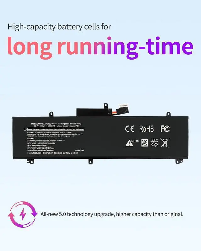 Alt view image 3 of 4 - C41N1837 Battery Replacement for ASUS ROG Zephyrus G15 GA502D GA502DU GA502GU GA502IV GU502GU GX502GW GX532GV GU532GW GU502LW GU502LV GX502LXS GX502GV GX502GW FX516PR H500GV Laptop Battery