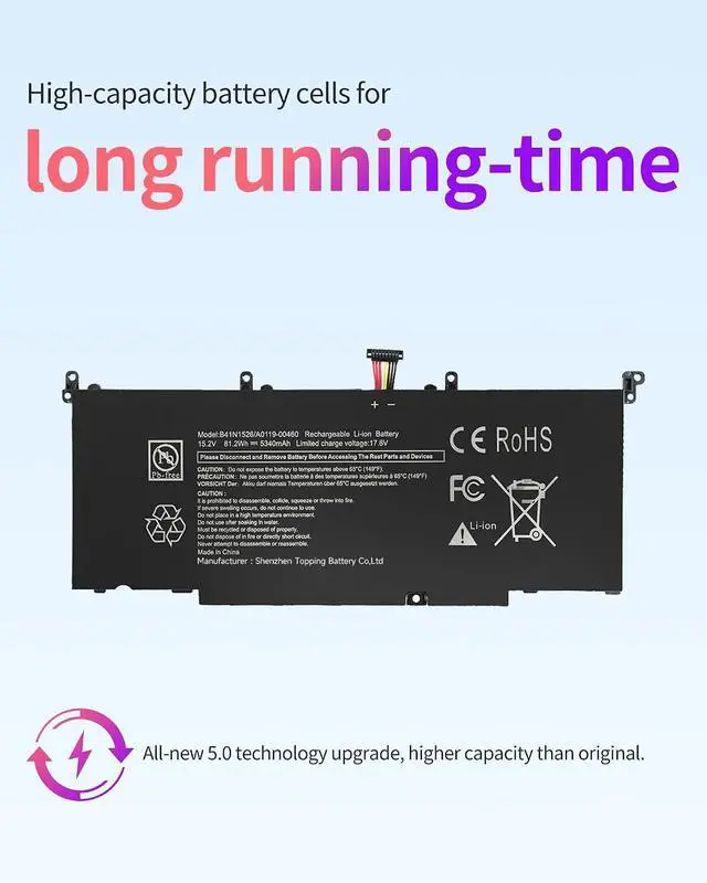 Alt view image 3 of 4 - B41N1526 Battery Replacement for ASUS ROG Strix GL502 GL502V GL502VT GL502VT-1A GL502VT-DS74 GL502VM-FY039T FX502VM FX60VM FX502VM-AS73 FX502VM-FY361T ROG S5 S5V S5VM 0B200-01940000 Laptop Battery