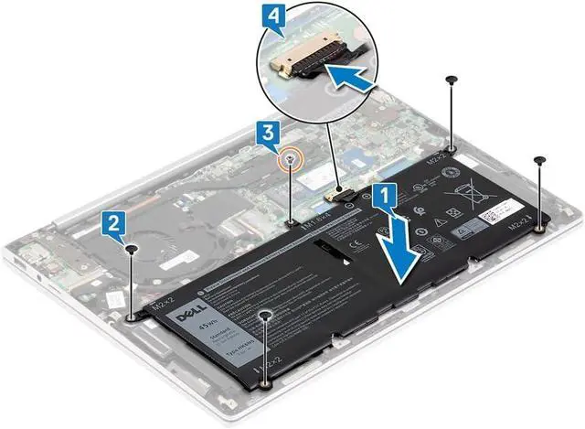 Alt view image 5 of 6 - DELL DXGH8 7.6V 52Wh 4-Cell Battery For DELL XPS 13 9370 , XPS 13 9380,Inspiron 5390, Inspiron 5391, Inspiron 7390 2-in-1,Inspiron 7391 2-in-1,Inspiron 7490 ,Vostro 5390, Vostro 5391,Latitude 3301