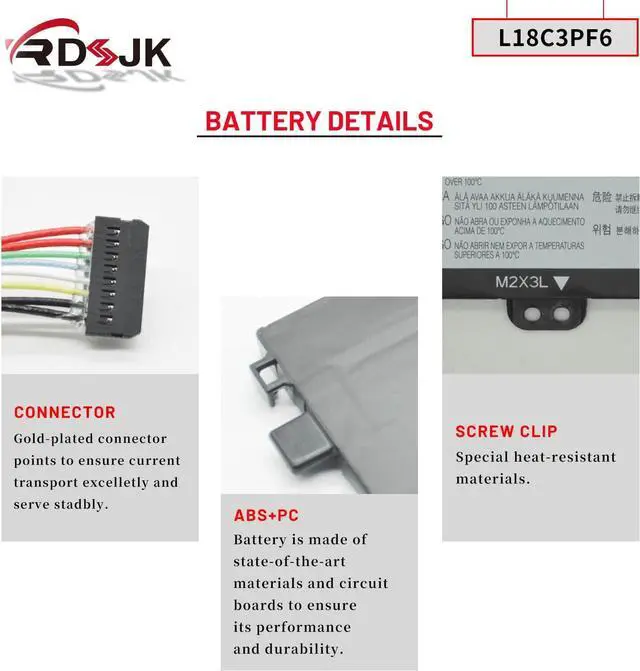 Alt view image 4 of 6 - L18L3PF2 L18L3PF3 L18M3PF7 L18C3PF7 L18M3PF6 L18C3PF6 Laptop Battery for Lenovo IdeaPad S340 S340-14API S340-14IIL/14IML S340-14IWL S340-15IWL S340-15API/15IIL S340-15IML C340-15IWL C340-15IIL Series