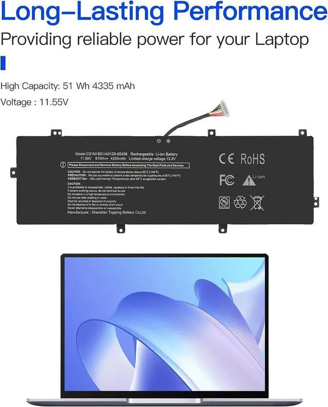 Alt view image 2 of 4 - C31N1831 Laptop Battery for ASUS P3540FA P3548FA P574FA PE574FA Pro3548FA Pro574 Pro574FA PX574FA PX574F Series 0B200-03330200