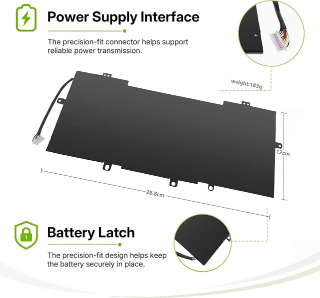 Alt view image 4 of 6 - Tanch VR03XL Laptop Battery VR03045 816497-1C1 816243-005 816238-850 TPN-C120 Replacement for HP Envy 13-d001ns 13-d117tu 11,4V 3950mAh 45Wh